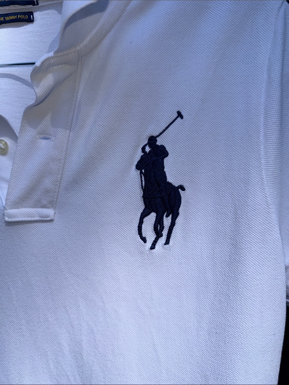Polo by Ralph Lauren White Short-Sleeve Polo with Navy Pony Sz L theskinny polo - Picture 3 of 5